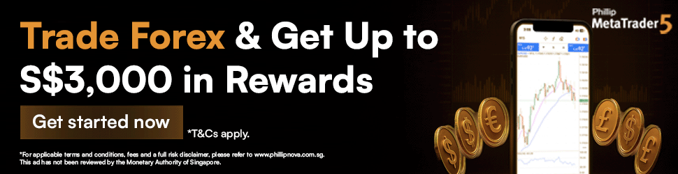 Phillip MetaTrader 5 forex trading banner promoting S$3,000 reward campaign for new traders