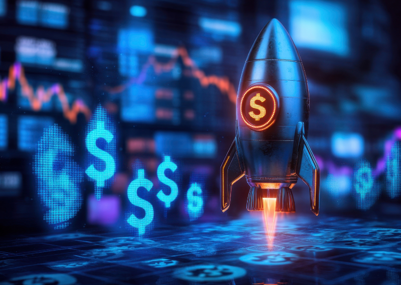 digital rocket symbolizing fast trades on the lowest spread forex broker platform